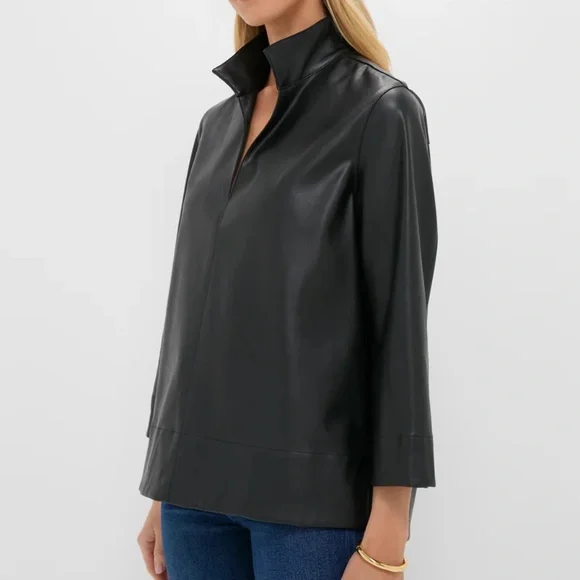 Tuckernuck Black Leather Margot Top- NWT - Picture 3 of 6